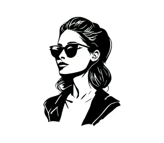 Download Stylish Woman Vector Portrait with Sunglasses - Elegant Female Silhouette SVG Art for Fashion and Design