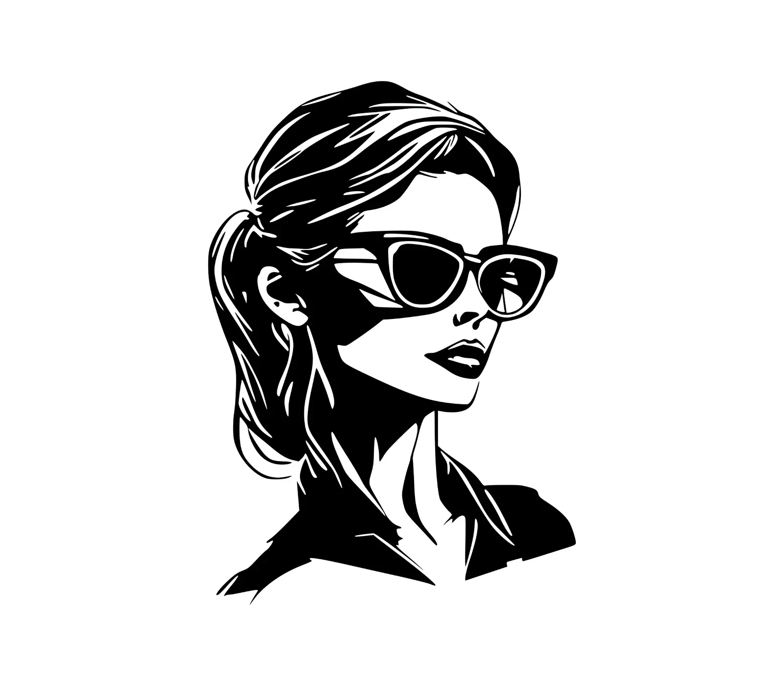 Stylish Woman Vector Portrait with Sunglasses | Fashion Art