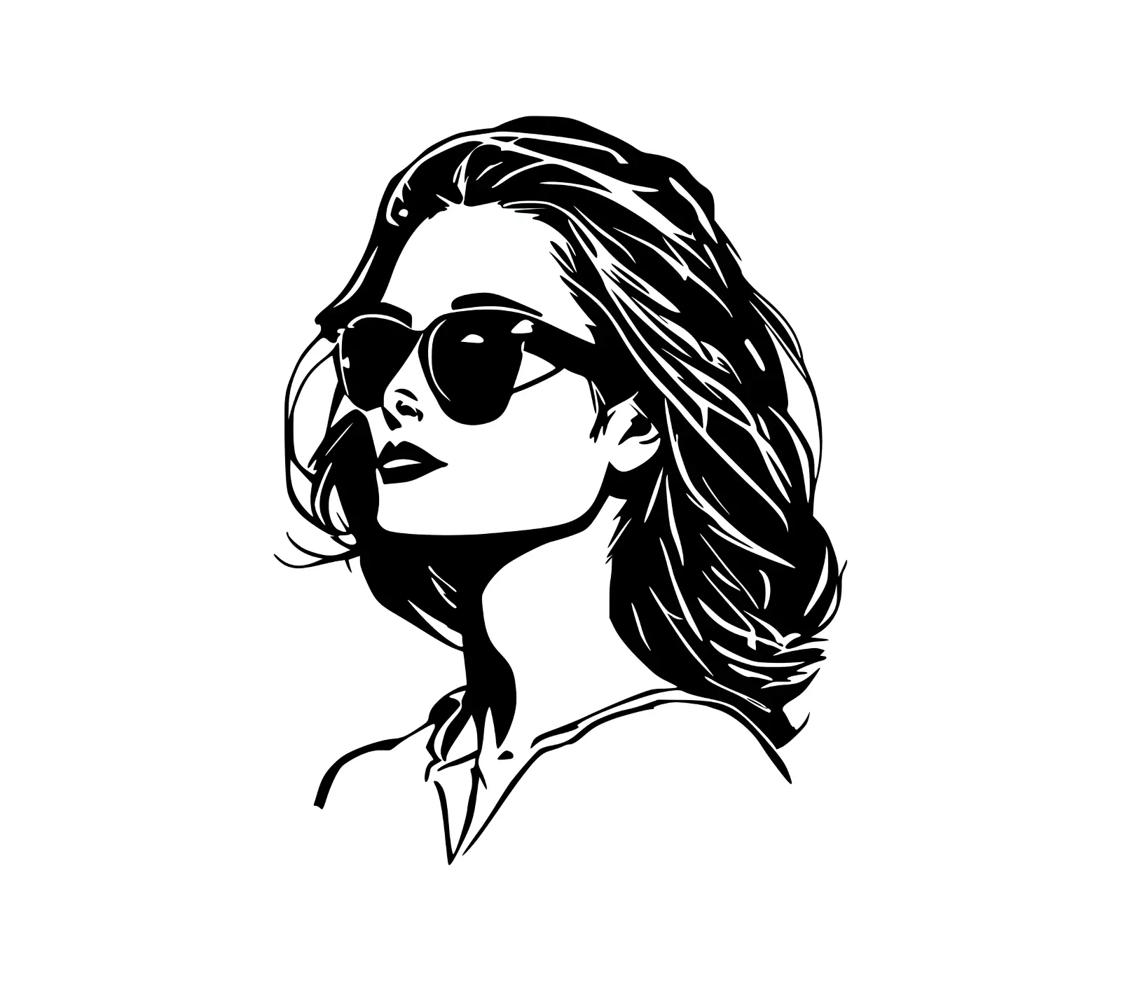 Stylish Woman Vector Portrait with Sunglasses | Female Art