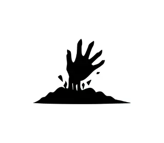 Download Eerie Undead Hand Rising from Tombstone SVG | Graveyard Silhouette for Halloween Decor