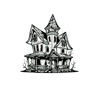 Download Spooky Victorian Haunted House SVG: Perfect for Halloween Decor, Tree House Designs & Gothic House Art Projects