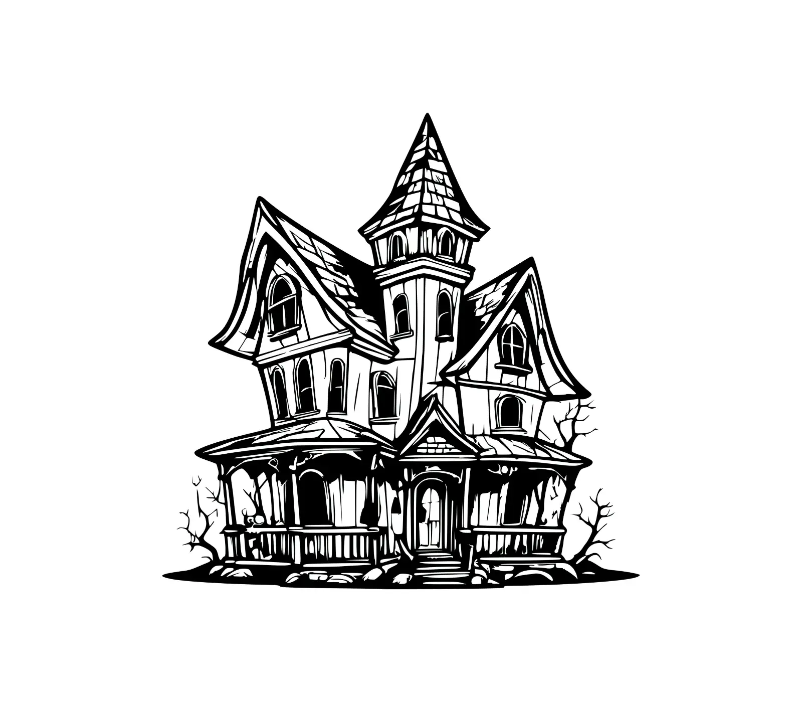 Haunted House SVG | Gothic Victorian Mansion Vector Art