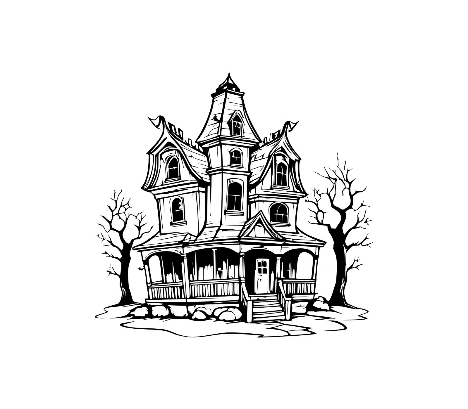 Victorian Haunted House SVG | Halloween Tree Design