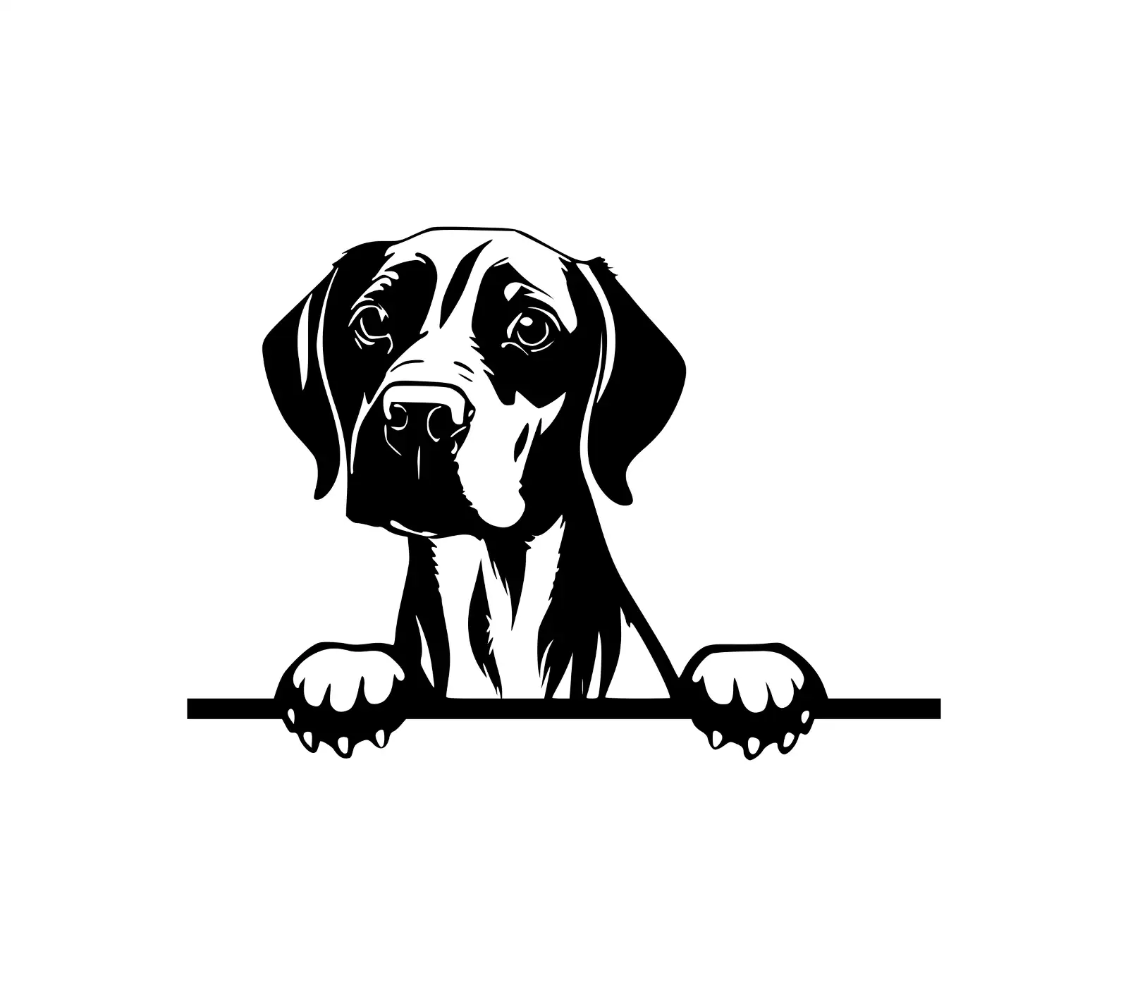 Vizsla Peeking Dog SVG | Black & White Silhouette