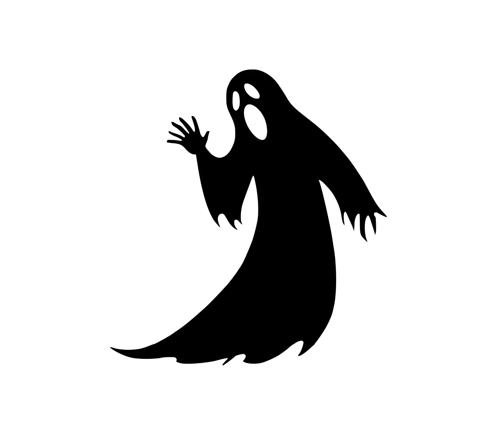 Waving Ghost Silhouette SVG | Cute Halloween Design