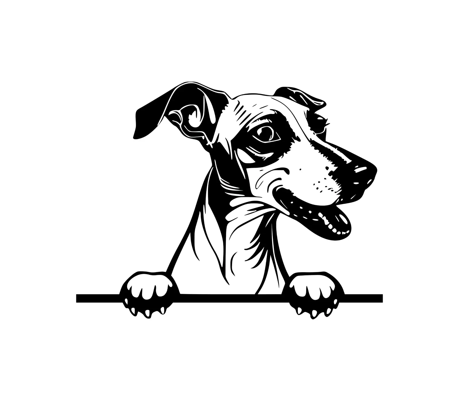 Whippet Peeking Dog SVG | Silhouette Vector Graphic