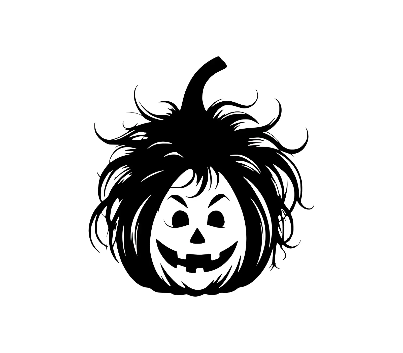 Free Pumpkin Face SVG: Wild-Haired Halloween Design