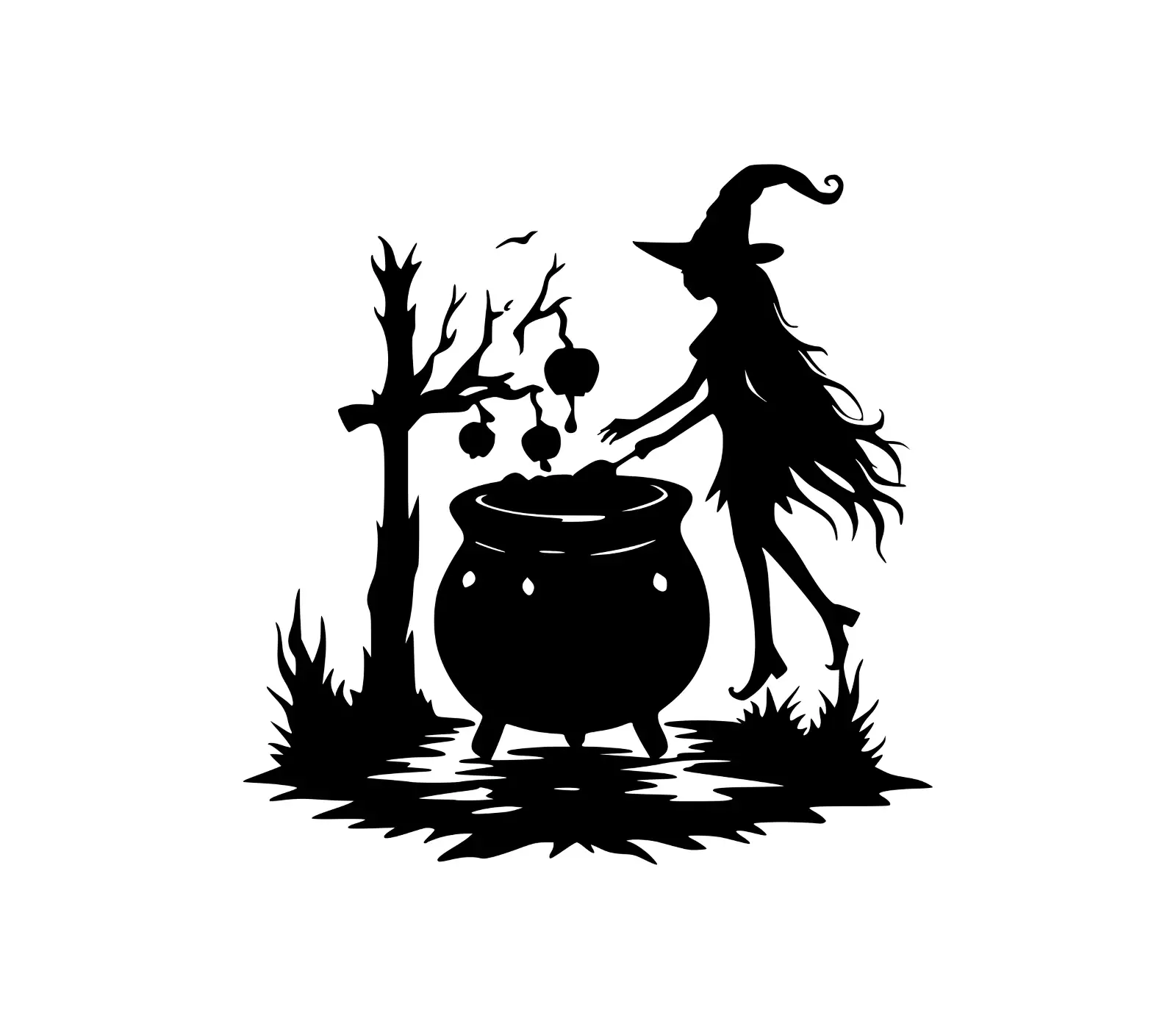 Witch Cauldron Brew Halloween Silhouette SVG | Witchy Art