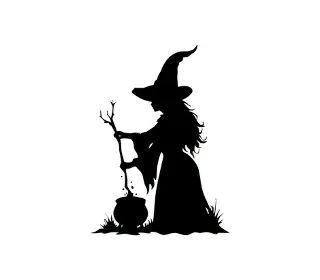 Download Enchanting Witch Cauldron Silhouette SVG | Halloween Vector Art for Crafters and Designers