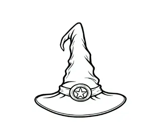 Download Outlined Witch Hat SVG with Pentagram: Halloween Vector Design for Crafts and Decorations