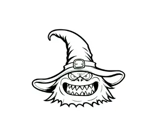 Download Spooky Witch Hat SVG: Halloween Vector Graphic with Menacing Grin - Perfect for Crafts and Decorations